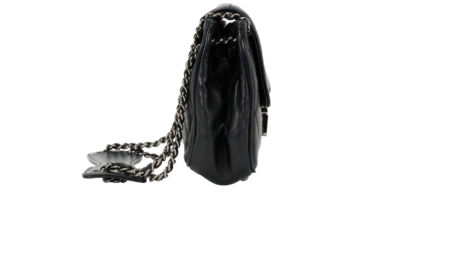 Accordion Flap Bag, &pound;1,300, Handbags, Black, Leather, Side view